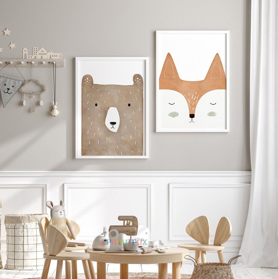 14:29#STF181-A;200000886:200005375#10x15cm No Frame - Skov Woodland Animal Canvas Children's Posters - Coa Living