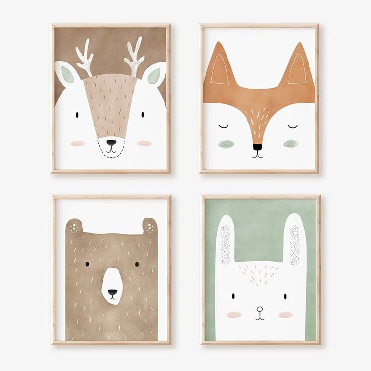 14:29#STF181-A;200000886:200005375#10x15cm No Frame - Skov Woodland Animal Canvas Children's Posters - Coa Living