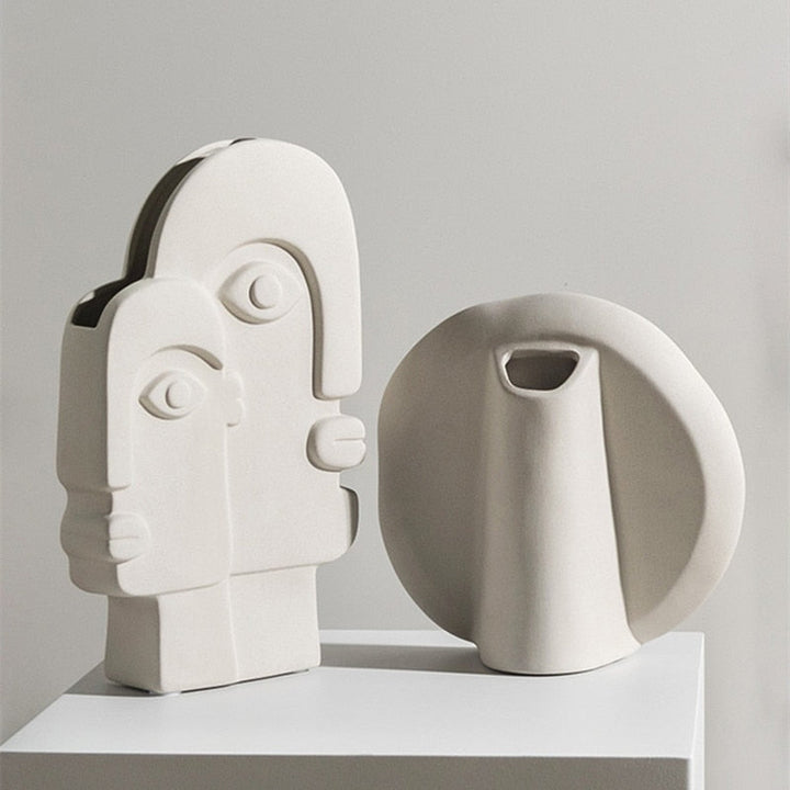 14:29#White;200007763:201336100 - Descendencia Cubist Style Ceramic Art Vase Ornaments - Coa Living