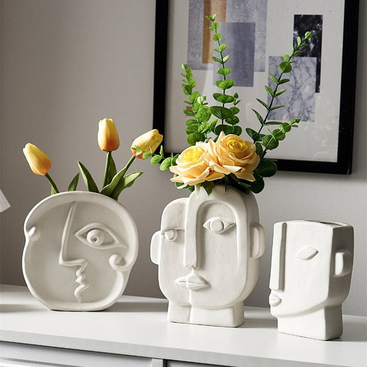 14:29#White;200007763:201336100 - Descendencia Cubist Style Ceramic Art Vase Ornaments - Coa Living