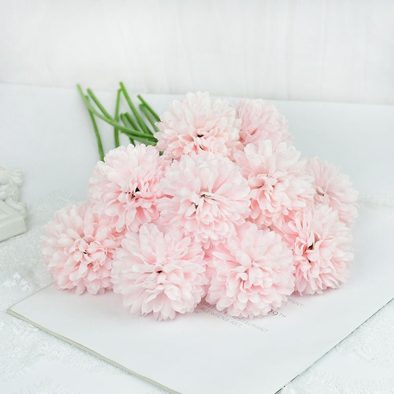 14:350850#D;5:100014066#3pcs - Artificial Silk Pom Pom Round Flowers with Stems - Coa Living