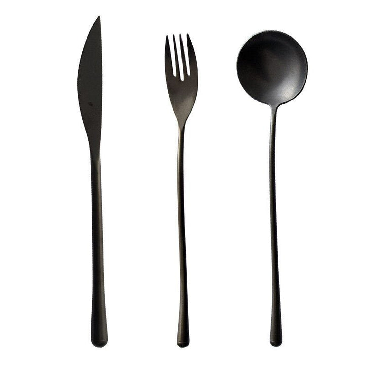 14:350852#SET A - Aiko Japanese Retro Stainless Steel Black Cutlery Set - Coa Living