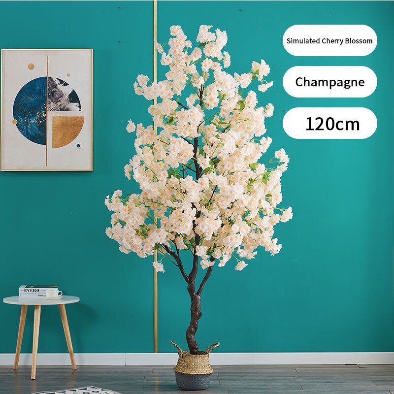 14:350853#Champagne 120cm - Artificial Indoor Cherry Tree 50 to 200cm, 3 colours - Coa Living