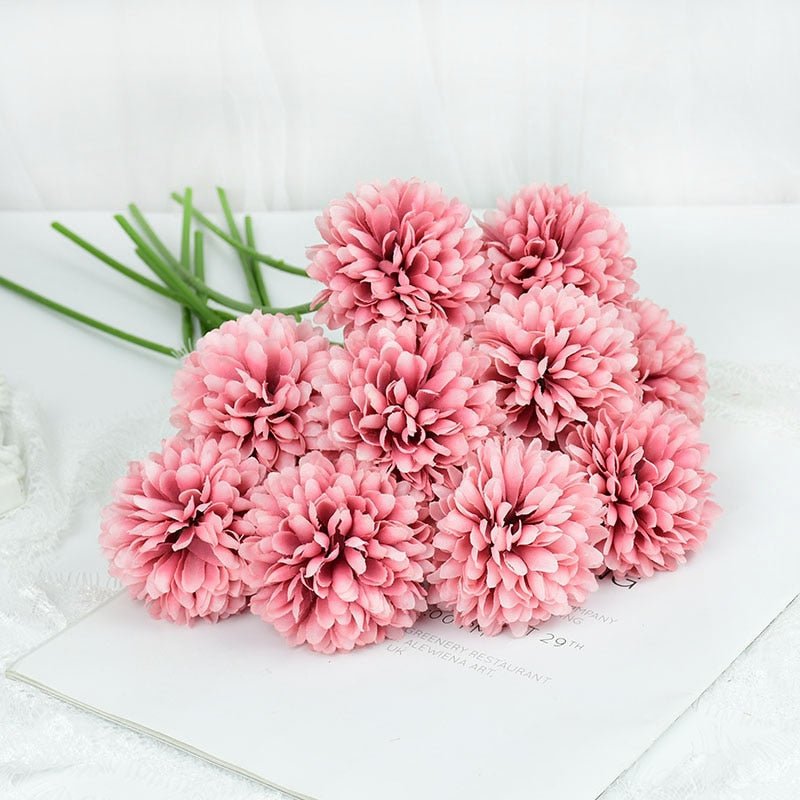 14:365458#C;5:100014066#3pcs - Artificial Silk Pom Pom Round Flowers with Stems - Coa Living