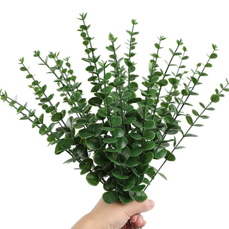 14:366#dark green;5:200000990#6pcs - Artificial Eucalyptus Leaf Stems in 3 Shades - Coa Living