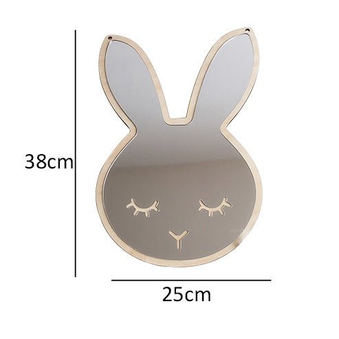 14:366#Rabbit - Kanin Wood and Acrylic Rabbit Shaped Kids Mirror - Coa Living