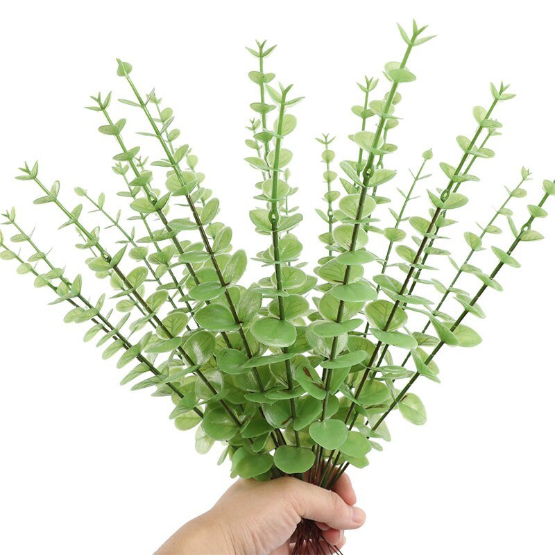 14:496#green;5:200000990#6pcs - Artificial Eucalyptus Leaf Stems in 3 Shades - Coa Living