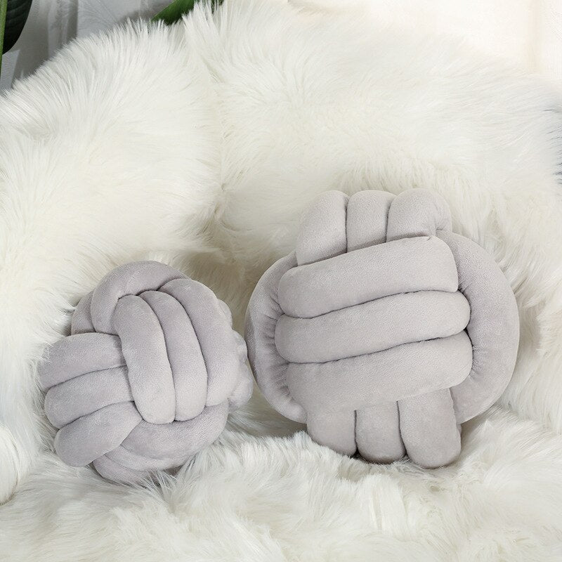 14:496#Grey;183:200012944#Diam27CM - Knyttet Plush Style Knotted Ball Stuffed Cushions - Coa Living