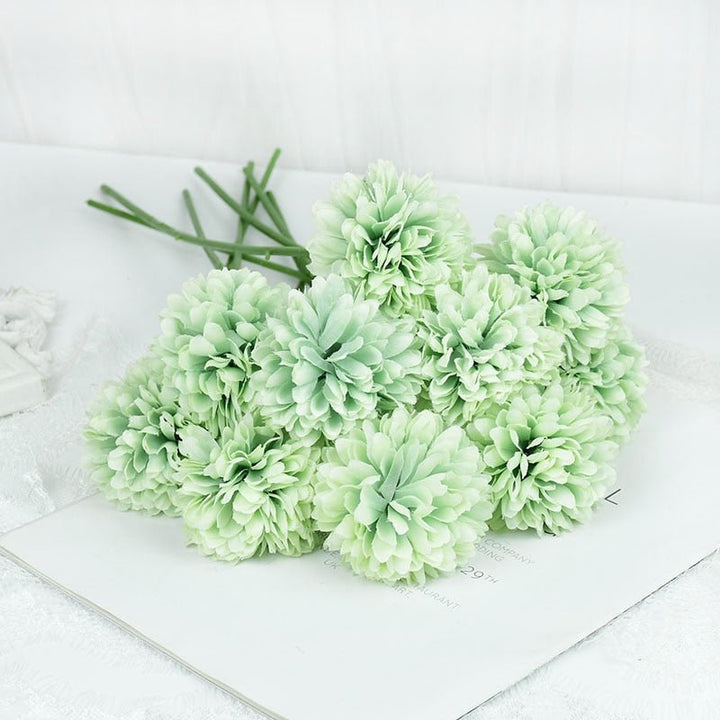 14:496#I;5:100014066#3pcs - Artificial Silk Pom Pom Round Flowers with Stems - Coa Living