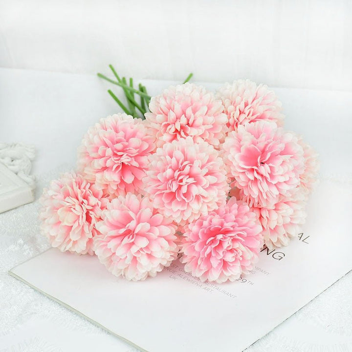 14:691#E;5:100014066#3pcs - Artificial Silk Pom Pom Round Flowers with Stems - Coa Living