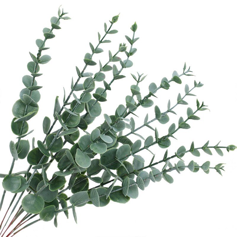 14:691#grey green;5:200000990#6pcs - Artificial Eucalyptus Leaf Stems in 3 Shades - Coa Living