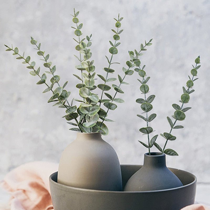 14:691#grey green;5:200000990#6pcs - Artificial Eucalyptus Leaf Stems in 3 Shades - Coa Living