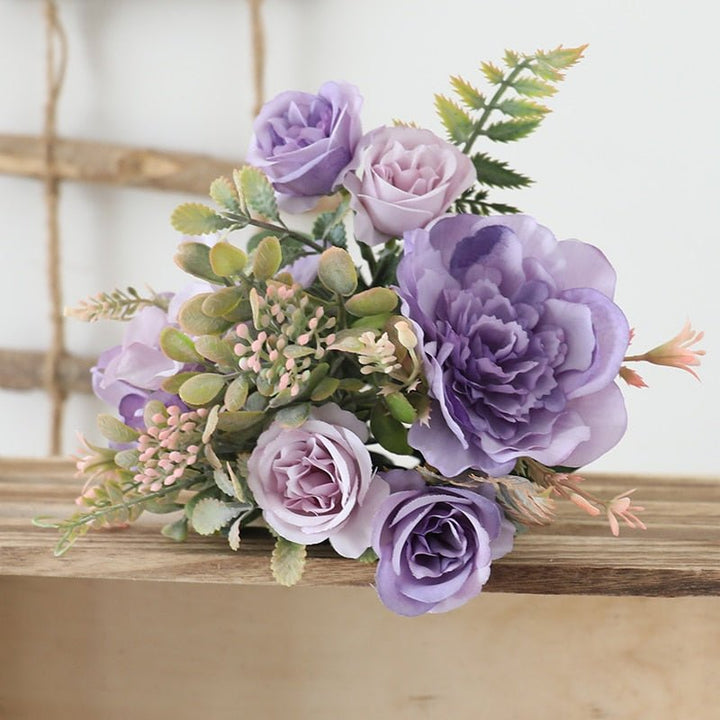 14:691#Light Purple - Artificial Peony Rose and Hydrangea Bouquet - Coa Living