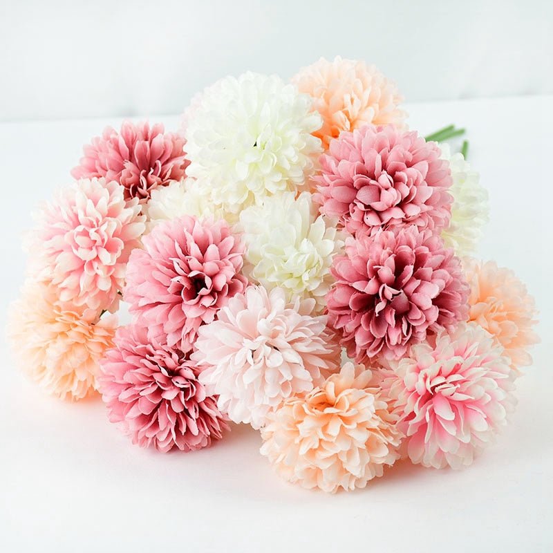 14:771#Mix A-E;5:361385#5pcs - Artificial Silk Pom Pom Round Flowers with Stems - Coa Living