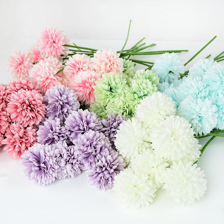 14:771#Mix A-E;5:361385#5pcs - Artificial Silk Pom Pom Round Flowers with Stems - Coa Living