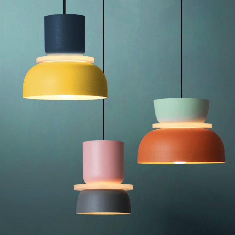 200000531:1052#Large size;14:193#DOWN orange;249:200006307#UP light blue - Percy Minimal Customisable Colourful Pendant Lamp Large - Coa Living