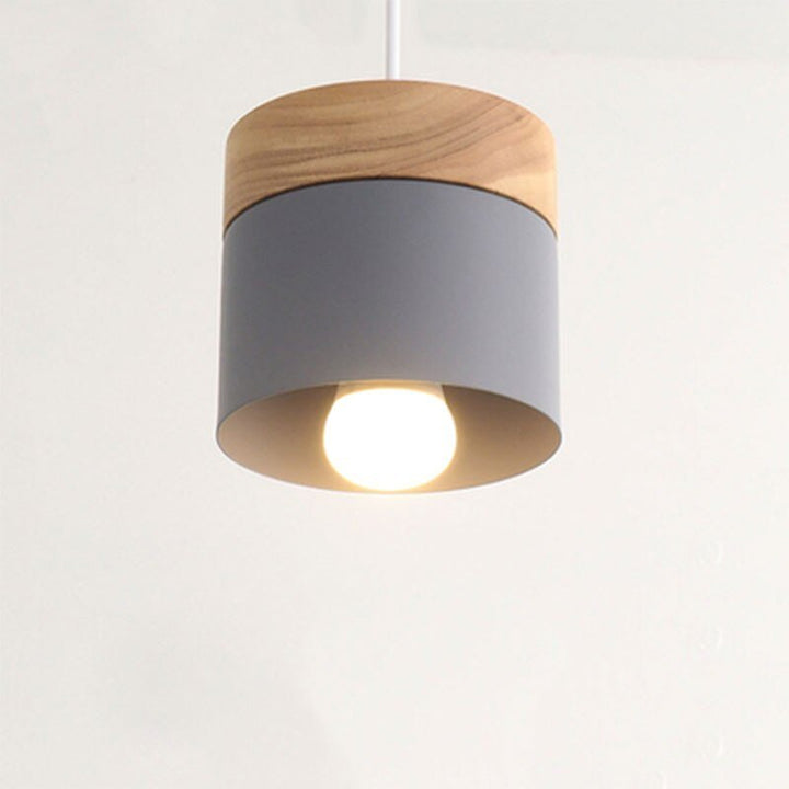 200000531:365458#Grey No Bulb - Kjellander Modern Style Pendant Light Fitting with Wood Base - Coa Living