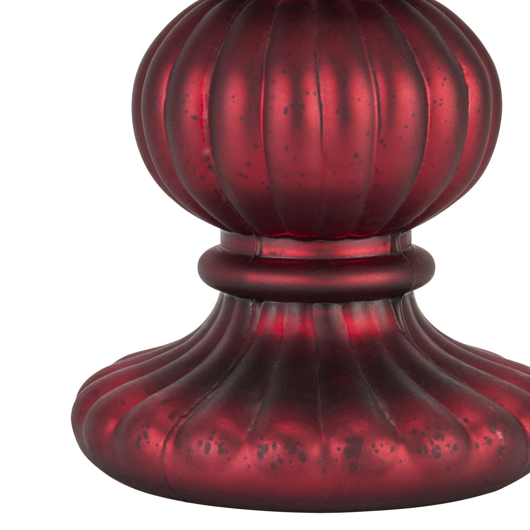 22765 - Chateau Merlot Fluted Red Glass Candle Holder - Coa Living