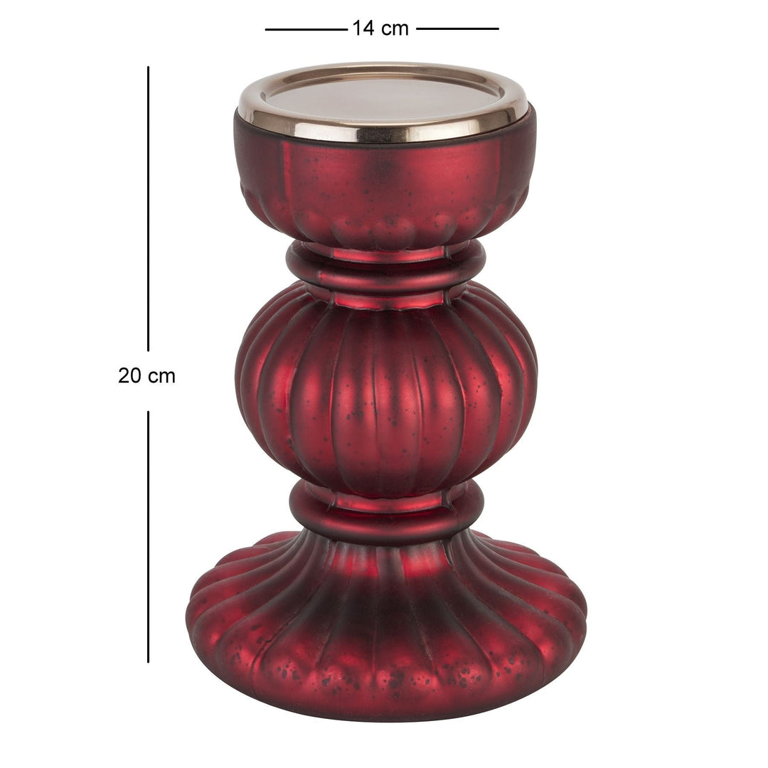 22765 - Chateau Merlot Fluted Red Glass Candle Holder - Coa Living