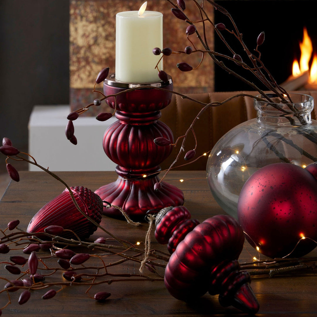 22796 - Chateau Merlot Red Glass Statement Christmas Baubles Collection - Coa Living