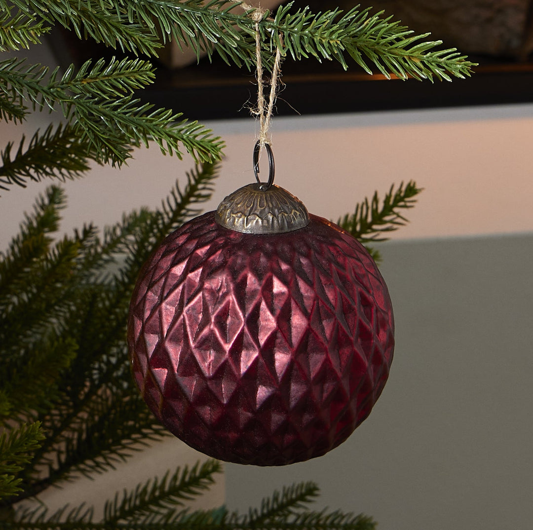 22796 - Chateau Merlot Red Glass Statement Christmas Tree Bauble Collection - Coa Living