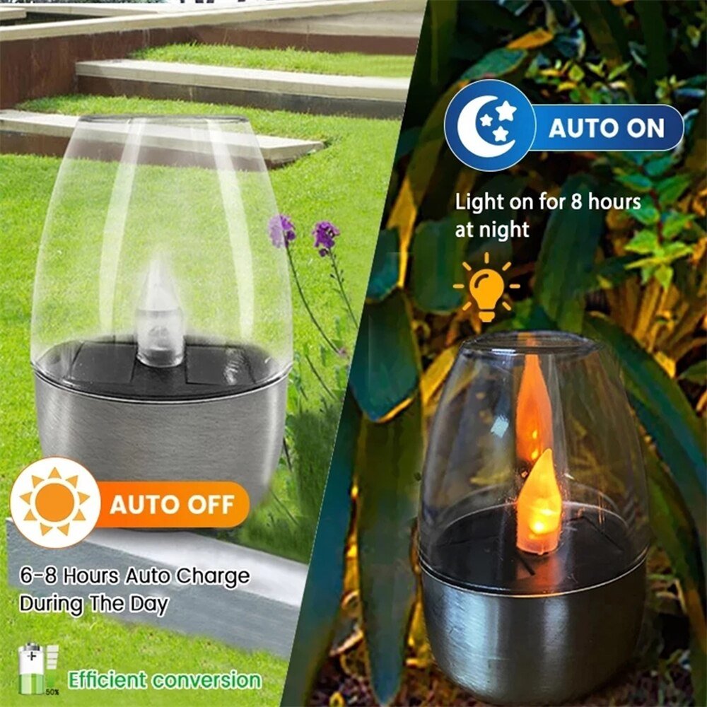 249:200006305#1PCS - Glaskrukke Outdoor Solar LED Flameless Candles in Steel Holder - Coa Living