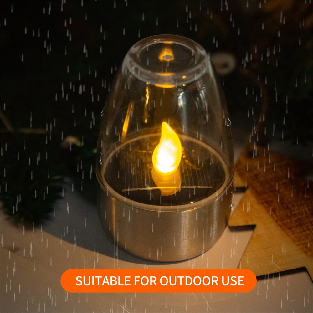 249:200006305#1PCS - Glaskrukke Outdoor Solar LED Flameless Candles in Steel Holder - Coa Living