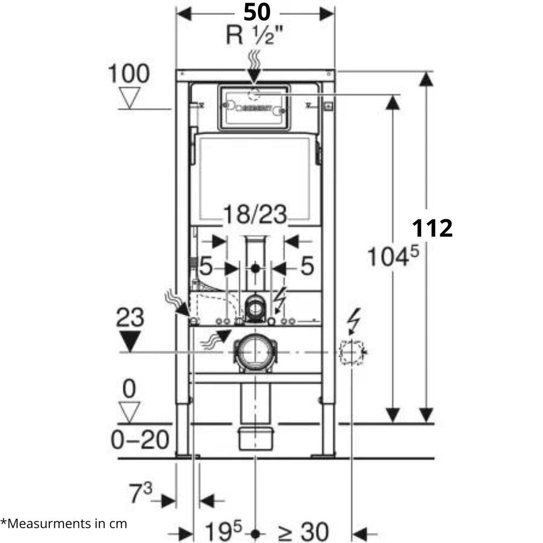 458118212 - Geberit Duofix 112cm WC Frame with Delta Cistern and Flush Plate - 458118212 - Coa Living