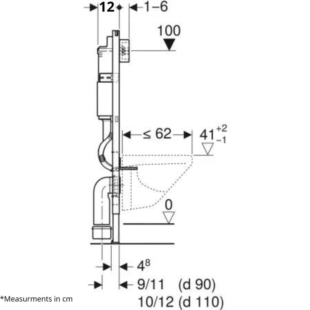 458118212 - Geberit Duofix 112cm WC Frame with Delta Cistern and Flush Plate - 458118212 - Coa Living