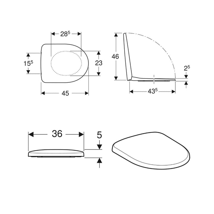 500.333.01.1 - Geberit Selnova Replacement Soft Close Toilet Seat in White - 500.333.01.1 - Coa Living