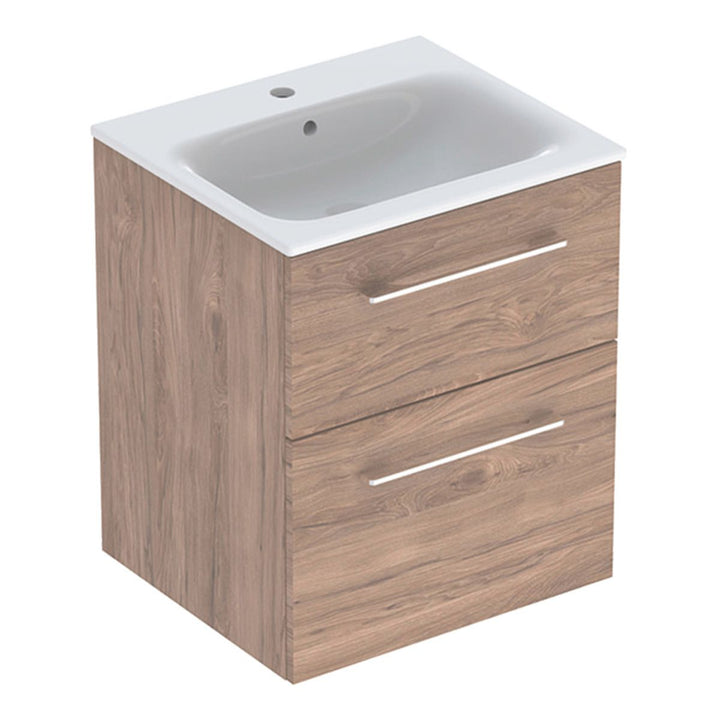 501234001 - Geberit Selnova 55cm Two Drawer Vanity Unit with Slim Basin in Hickory - 501234001 - Coa Living