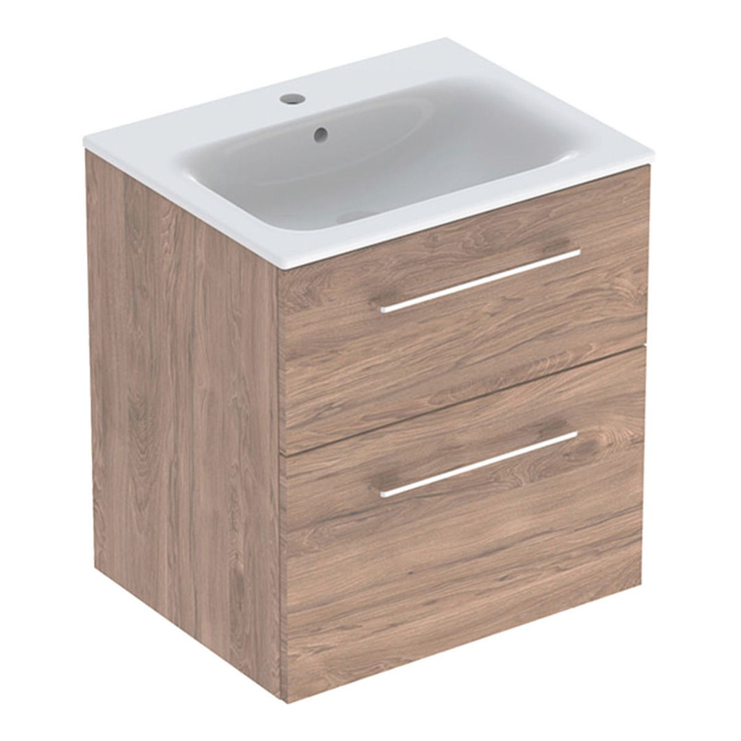 501238001 - Geberit Selnova 60cm Two Drawer Vanity Unit with Slim Basin in Hickory - 501238001 - Coa Living