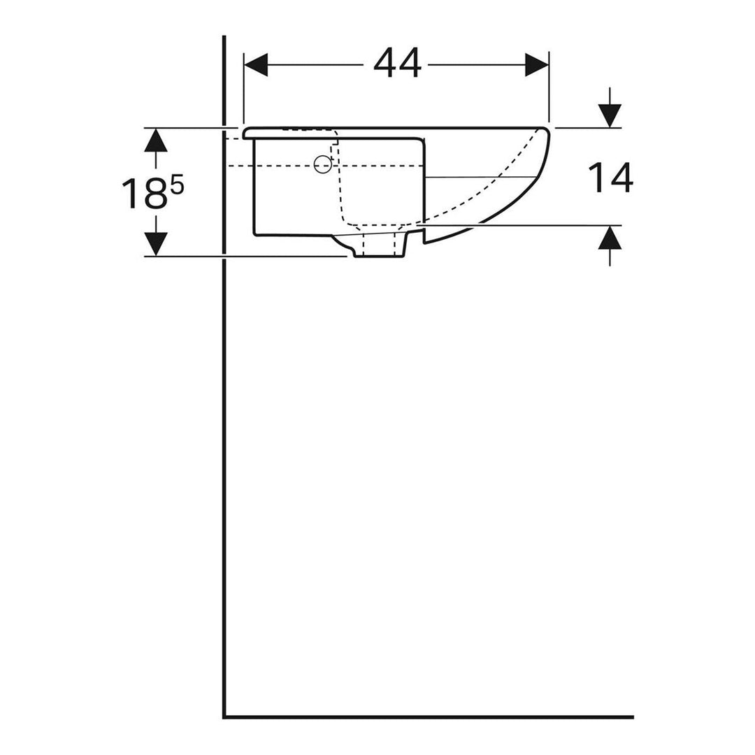 501404006 - Geberit Selnova 55cm Semi Recessed Washbasin 1 or 2 Tap Holes - Coa Living