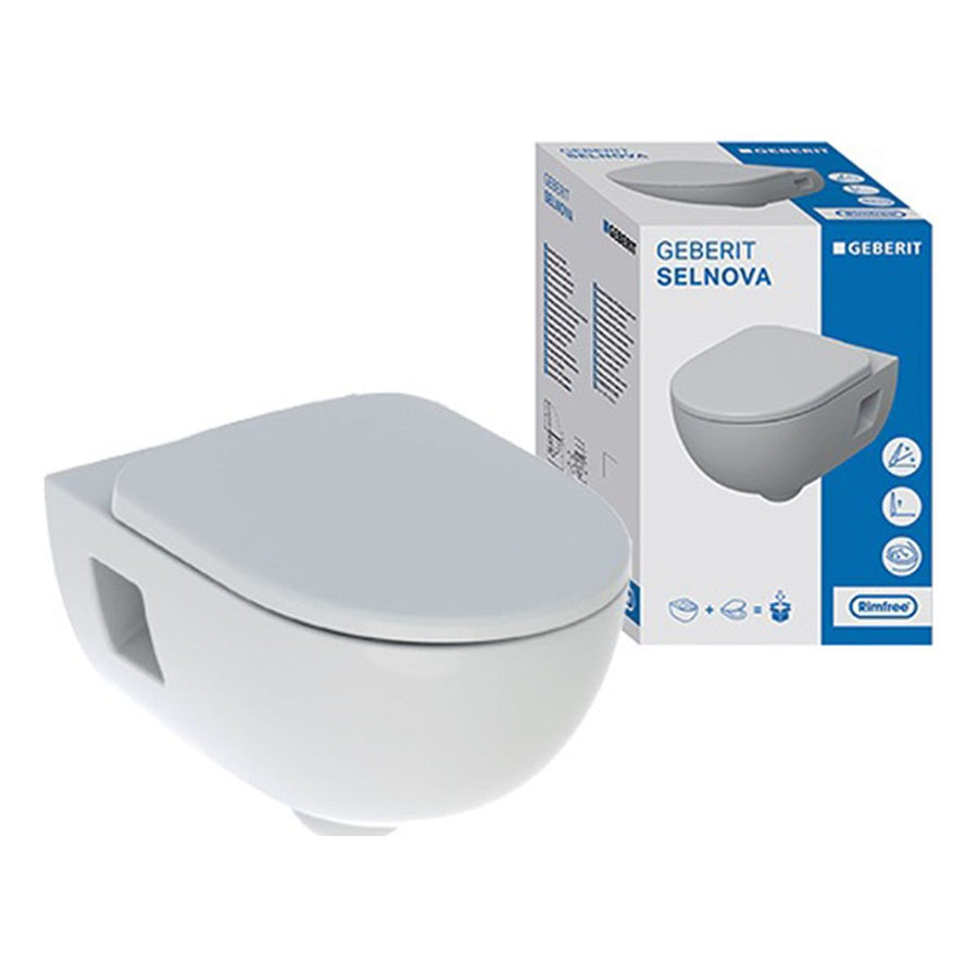 501750001 - Geberit Selnova Wall Hung Semi-Shrouded Rimless WC Pack in White - 501750001 - Coa Living