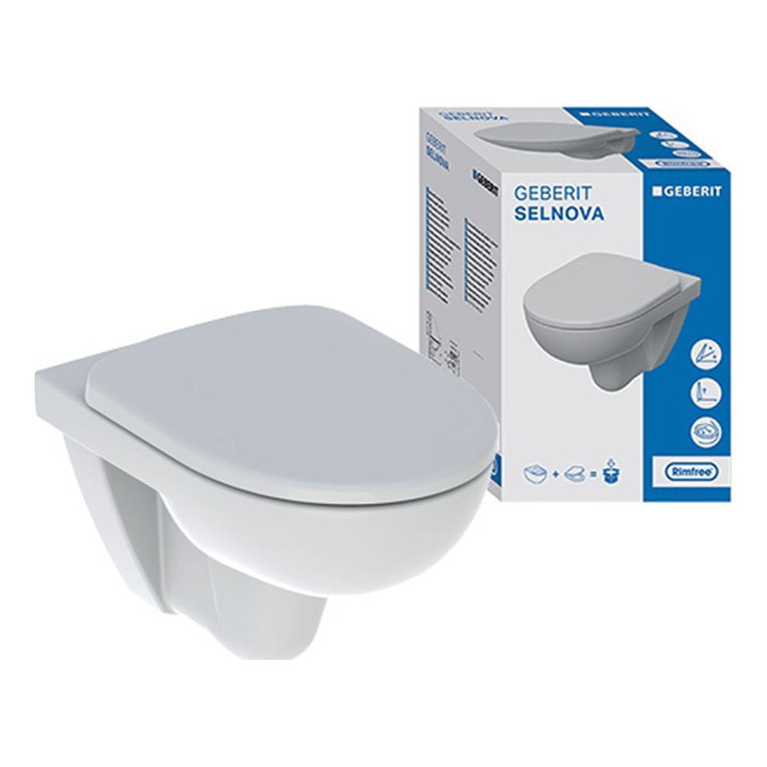 501751001 - Geberit Selnova Rimless Wall-hung WC Pack in White - 501751001 - Coa Living