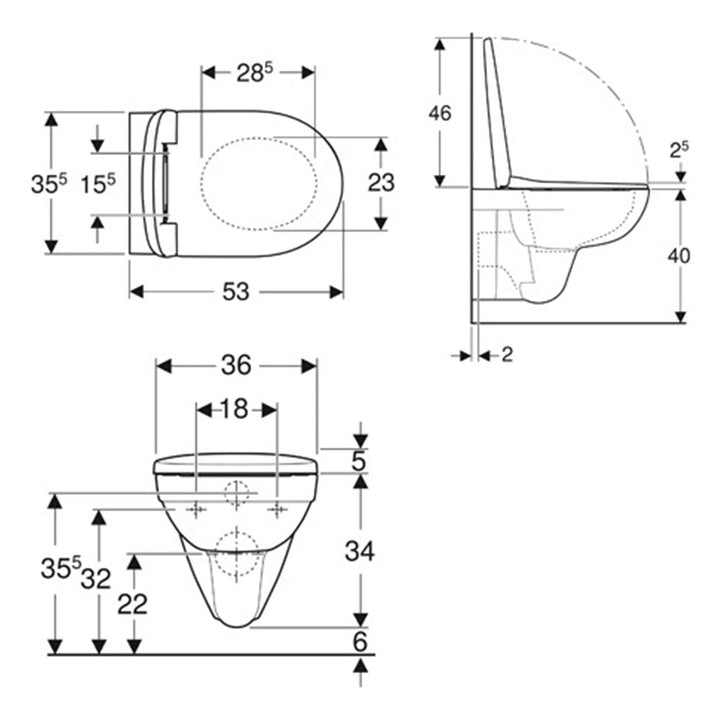 501751001 - Geberit Selnova Rimless Wall-hung WC Pack in White - 501751001 - Coa Living