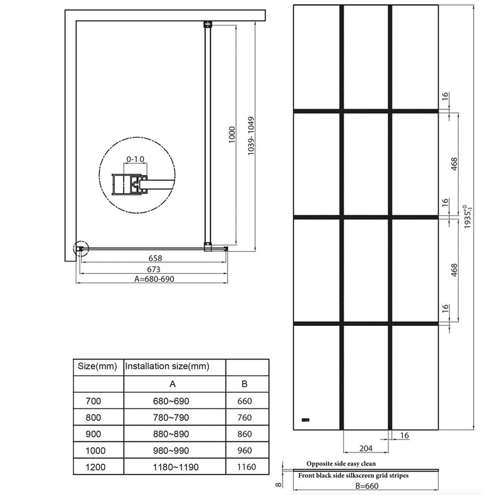 AM00141 - Amara Malton Grid Wetroom Screen in Matt Black - Coa Living