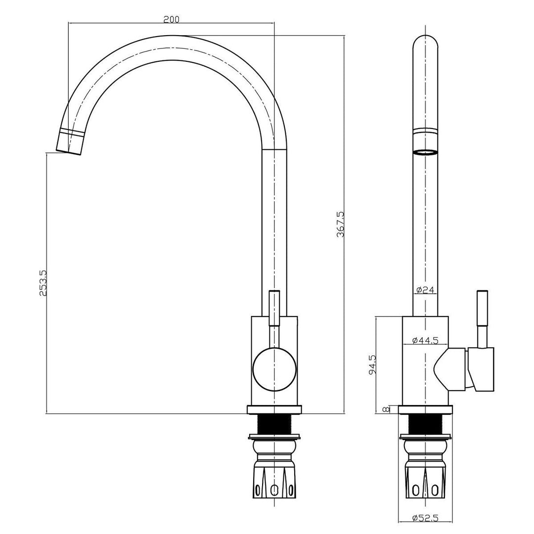 AM00432 - Amara Runswick Single Lever Kitchen Tap in Brushed Brass - Coa Living