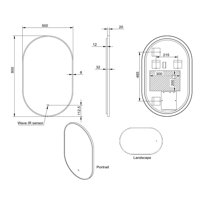 AM00440 - Amara Reeth Tablet LED Mirror in Matt Black - Coa Living