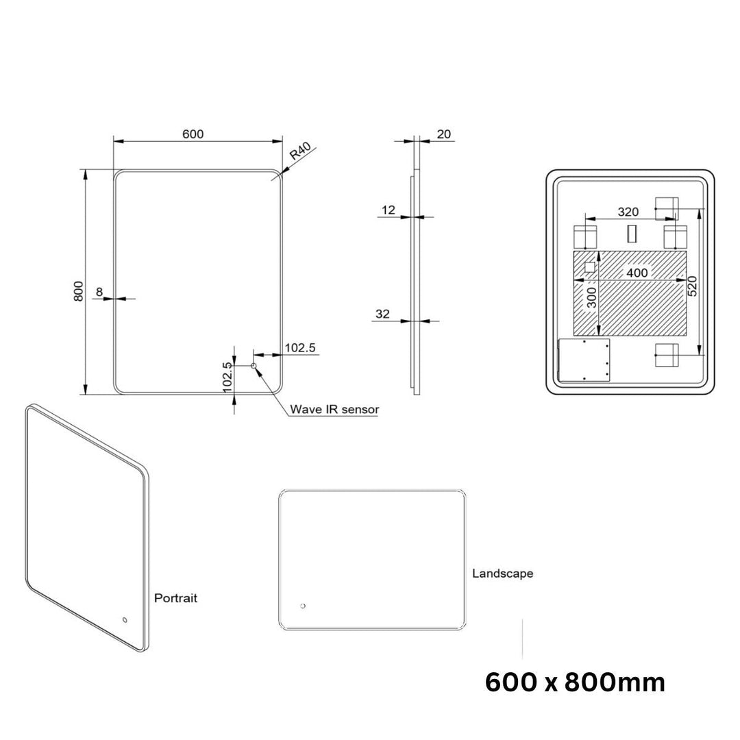 AM00441 - Amara Aysgarth Soft Edge LED Mirror in Matt Black - Coa Living