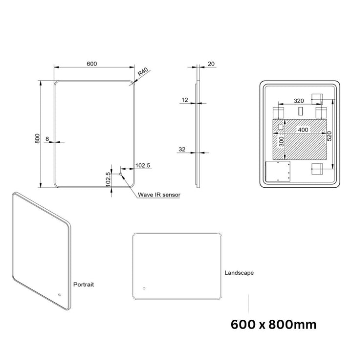 AM00441 - Amara Aysgarth Soft Edge LED Mirror in Matt Black - Coa Living