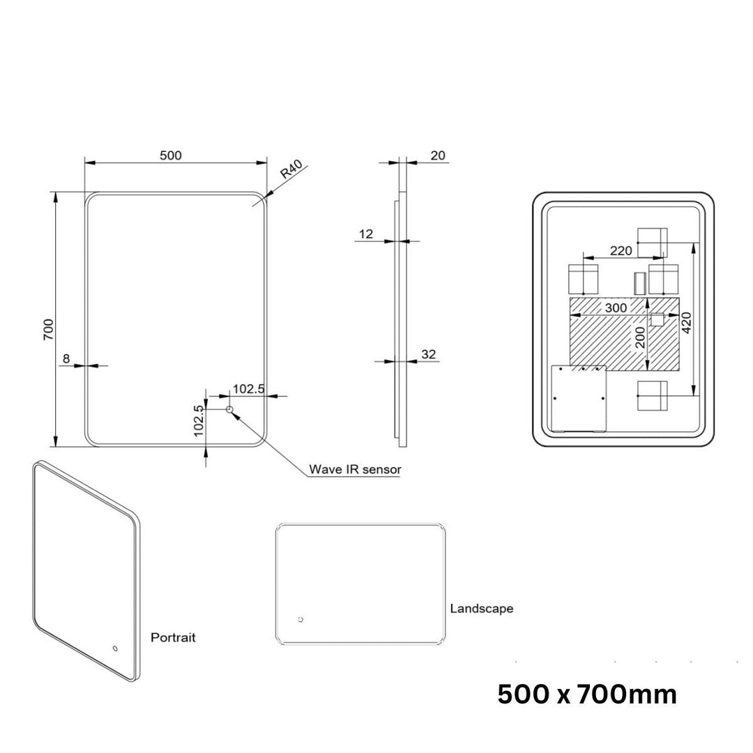 AM00441 - Amara Aysgarth Soft Edge LED Mirror in Matt Black - Coa Living