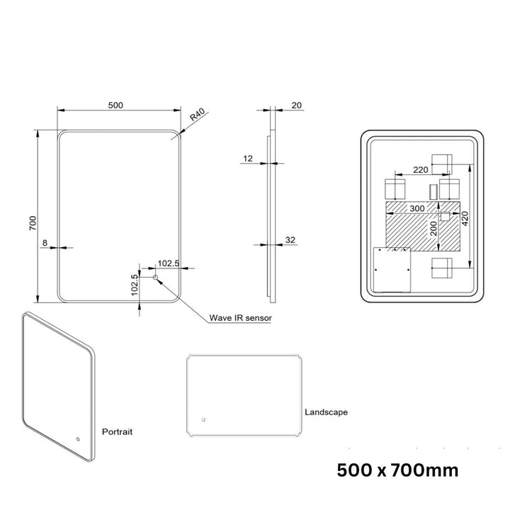 AM00441 - Amara Aysgarth Soft Edge LED Mirror in Matt Black - Coa Living