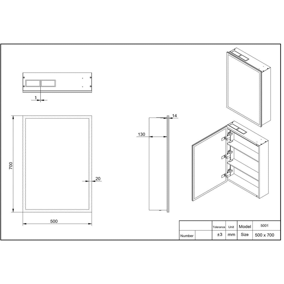 AM00477 - Amara Thirsk Single Door LED Mirror Cabinet with Bluetooth Speakers - Coa Living