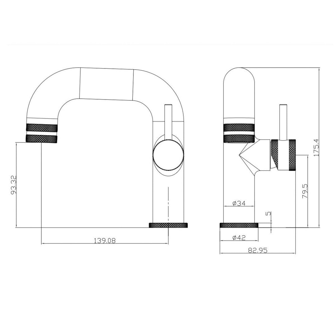 AM00486 - Amara Runswick Side-Lever Basin Mixer Tap in Gunmetal - Coa Living