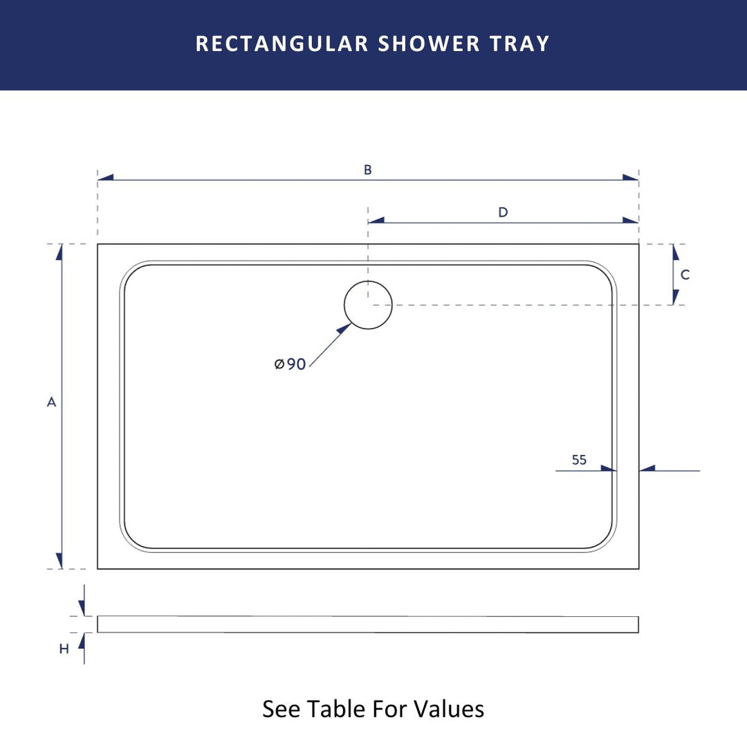 AM00529 - Amara Rectangular Shower Tray - Coa Living