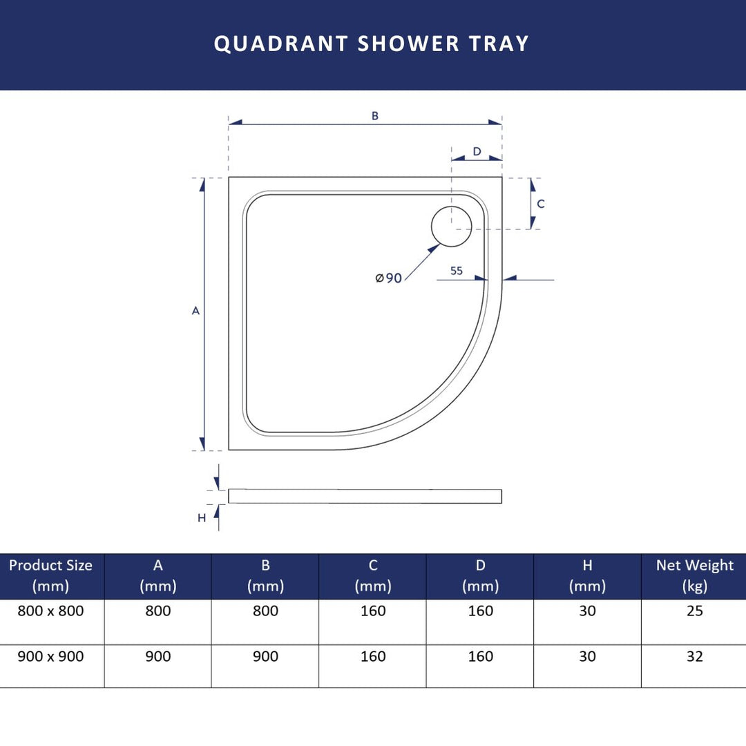 AM00541 - Amara Quadrant Shower Tray - Coa Living