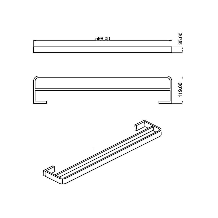 AM00574 - Amara Hawes Wall Mounted Double Towel Rail in Brushed Brass - Coa Living