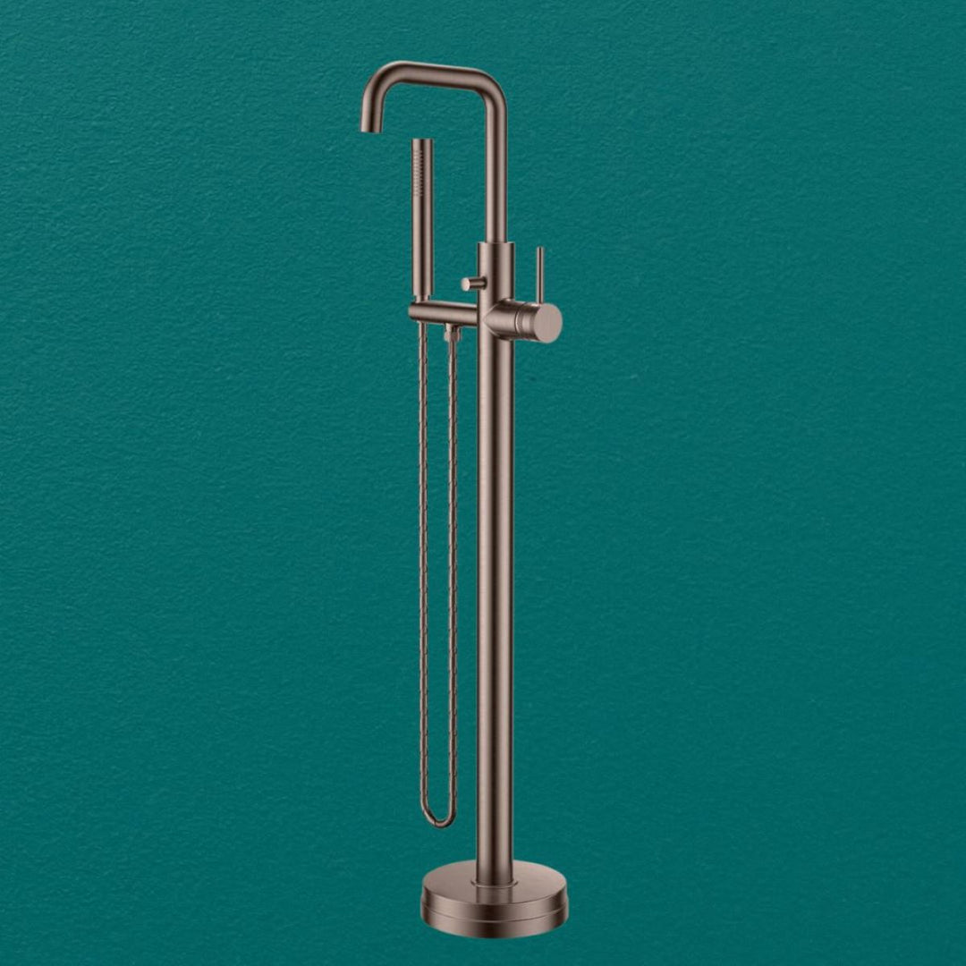 AM00589 - Amara Runswick Freestanding Bath Shower Mixer Tap in Brushed Bronze - Coa Living