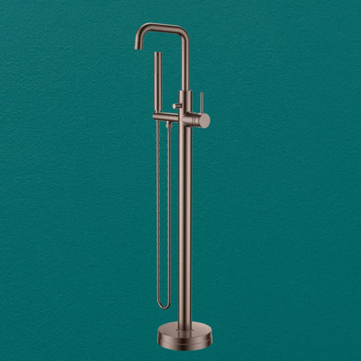 AM00589 - Amara Runswick Freestanding Bath Shower Mixer Tap in Brushed Bronze - Coa Living